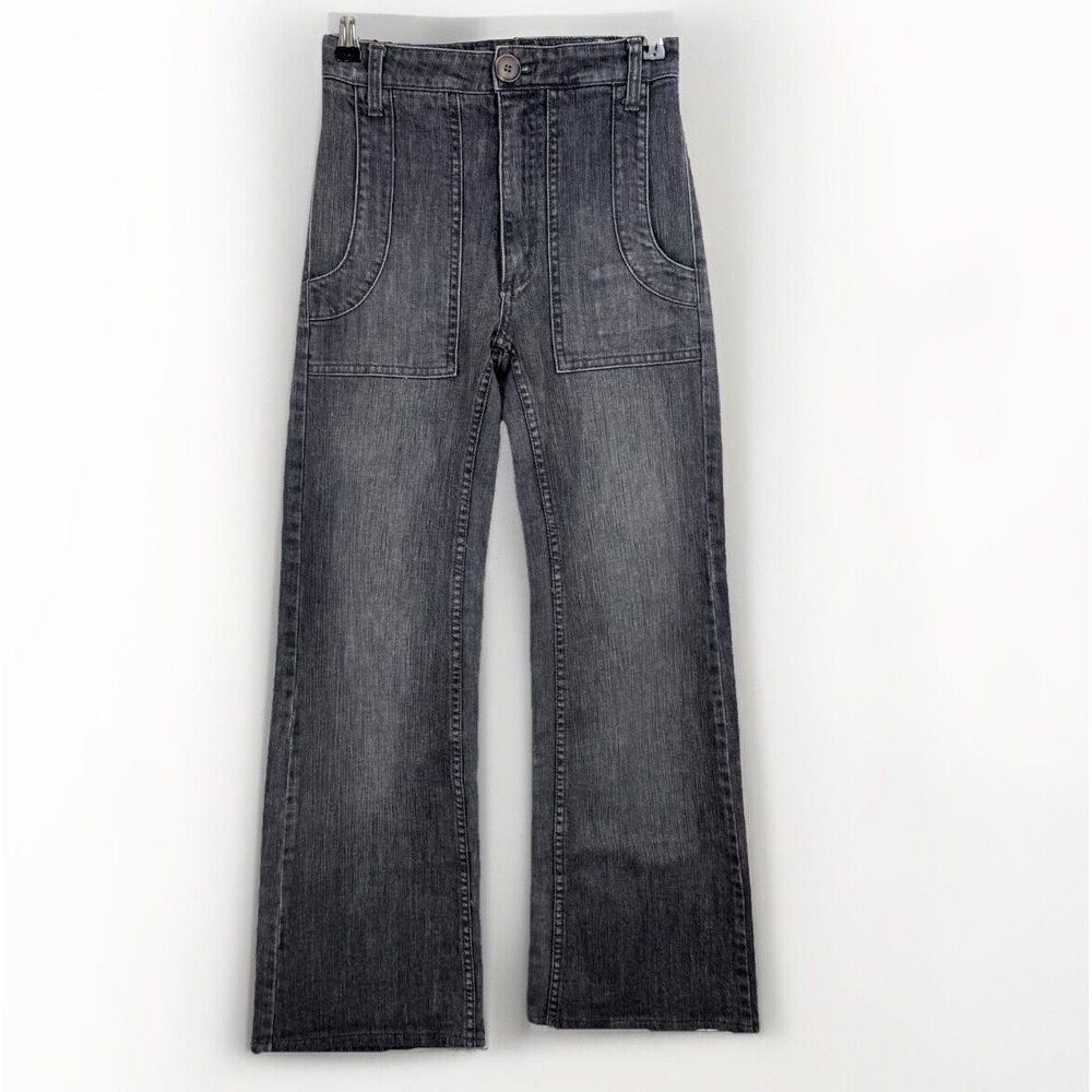 GREY ANT Flare Jeans 70s Bohemian Women 0 Stretch Washed Black‎ *altered*
